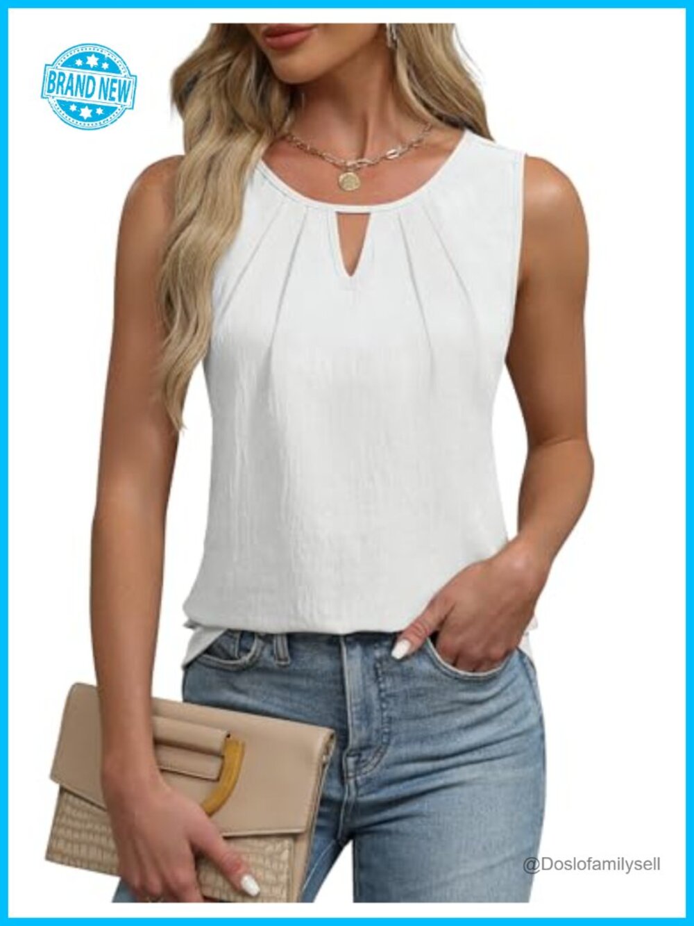Womens Sleeveless Tank Top Loose Fit Business Casual Work Blouse